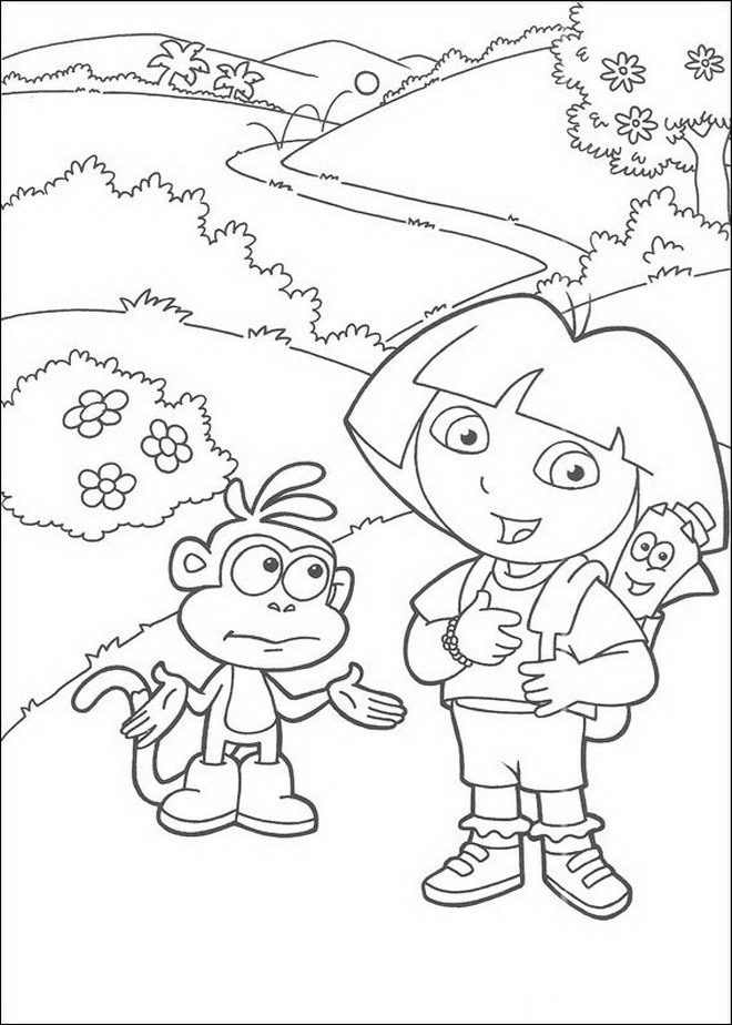 Plansa de colorat cu Dora Exploratorul 55 59
